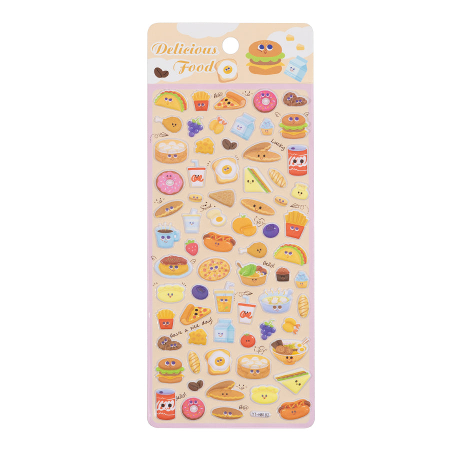 かわいい食べ物ステッカーセット パン ホットドッグ 寿司 麺類[181-184]