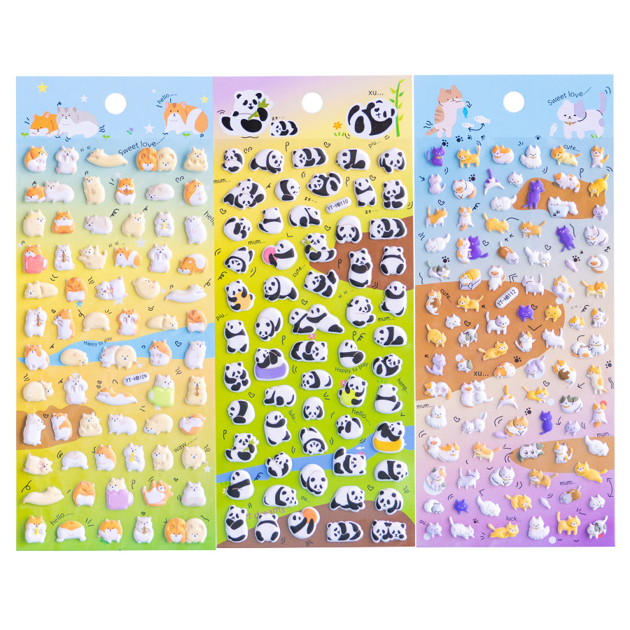 3D漫画フォーム動物ジャーナルステッカー [109-120]